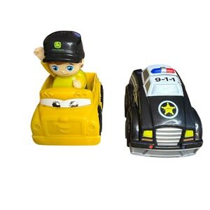 Mega Bloks John Deere Driver w/ Yellow Truck & Police Car Toy Vehicle Set